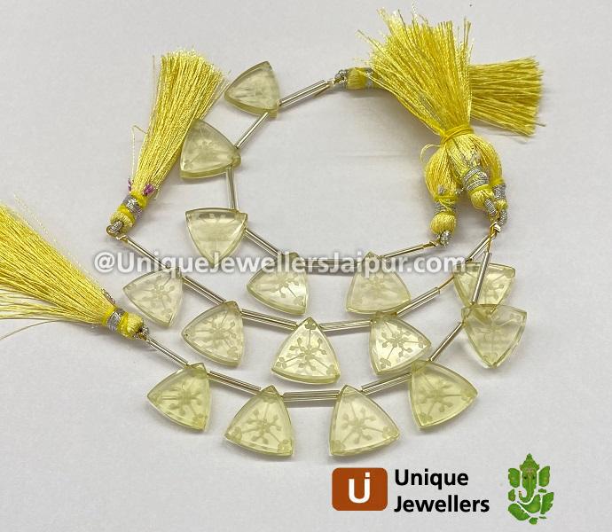 Lemon Quartz Carved Triangle Beads